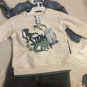 Tommy Bahama Kids Cream and Green Dino Sweatshirt